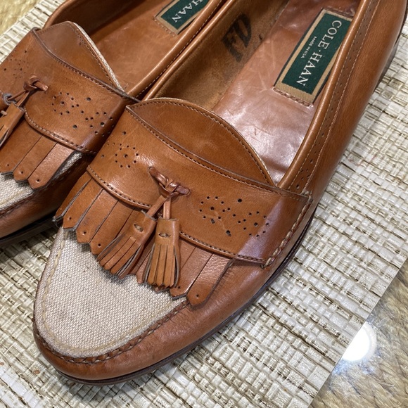 MENS COLE HAAN Leather and linen loafers Made in the USA - Picture 2 of 16